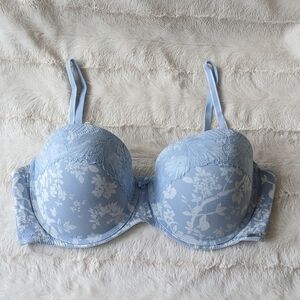 La vie en Rose pastel blue floral lace underwire bra size 38DD